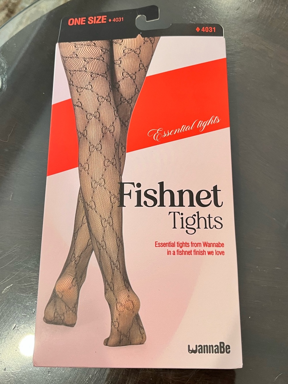 Black Fishnet Logo GG Tights - One Size